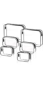 Cretosou 6 Pcs Travel Toiletry Bag Clear Makeup Bag, TSA Approved Cosmetic Bag PVC Waterproof Tra...