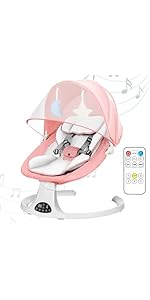 FK Sports Baby Bouncer Chair with Bluetooth,Electric Portable Swing Chair with 5 Swing Speed, 3-S...