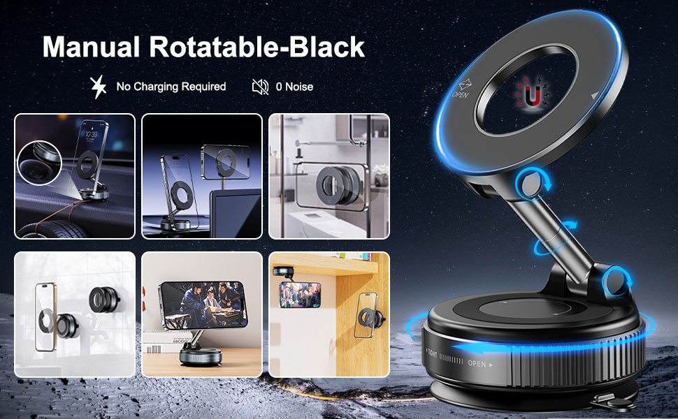 Manual Rotatable Extendable Secure Foldable Magnetic Car Mount