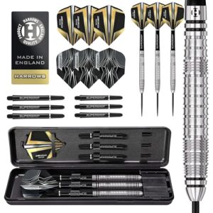 Harrows Combat 90% Tungsten Steel Tip Darts Set I 21g to 30g All Weights Available I Huge 17pcs Bundle with Spare Shafts