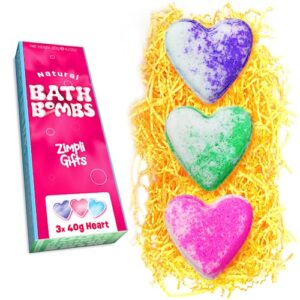 Zimpli Gifts 3 x UK Made Love Heart Value Bath Bomb Gift Set