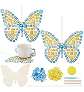 WEBEEDY 2 Sets Glass Mosaic Tiles Kit Butterfly Mosaic Craft Kit Include Glass Mosaic Tiles,Woode...