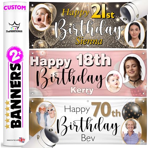 PrintKings Personalised Happy Birthday Banner 2x