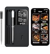 BFOUR Meat Thermometer Wireless with 2 Wireless, Grill Thermometer Bluetooth, 2.4 Inch Display, W...
