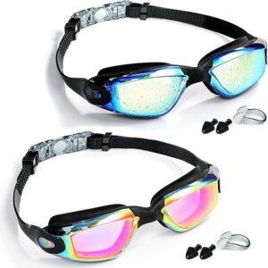 MUETKNYE Swim Goggles 2 Pack Swimming Goggles Anti Fog No Leaking For Adult Women Men Youth