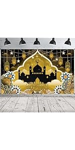 Ramadan Mubarak Banner 2025, Extra Large Fabric Eid Kareem Backdrop for Decorations, 72 x 44 Inch...