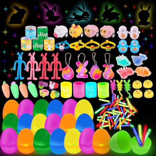 Amy&Benton Easter Egg with 144 Glow Sticks and Novelty Toy for Easter Party Game