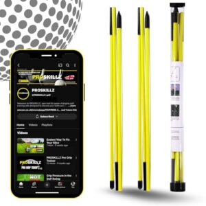 PROSKILLZ UK Pro Golf Alignment Sticks - X2 Collapsible Alignment Rods + Free Access To Tutorial Videos! Advance Your Alignment