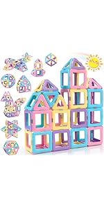 Lovchil Magnetic Building Blocks, Magnetic Tiles Building Construction Set STEM Montessori Toys, ...