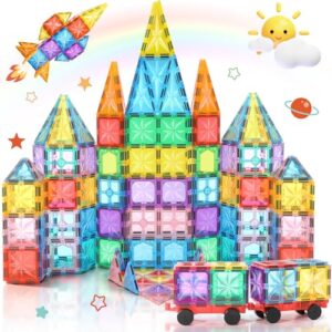 Lovchil Magnetic Building Blocks 61PCS Magnetic Tiles Set for Kids Preschool Construction Educational Toys for 3 Years Old Boys and Girls for 4 5 6 7 8 Toddlers