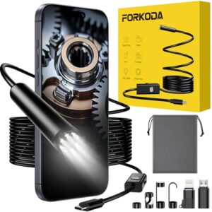 FORKODA Endoscope Inspection Camera - 1920 HD Flexible Rigid Snake Inspection Camera