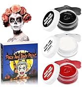 Allony Halloween Face Paint Kit, White Red Black Face Paint Makeup, Halloween Cosplay Makeup, Hal...