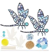 WEBEEDY 2 Sets Glass Mosaic Tiles Kit Dragonfly Mosaic Craft Kit Creativity Animal Mosaic Hanging...