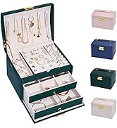 hombrima 3 Layers Travel Jewelry Box, Jewelry Storage Organizer Cases with 2 Drawers and Lock for...