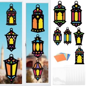 ANNERSAT 12pcs Ramadan Eid Stained Glass Crafts for Kids