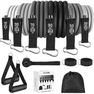 Zacro Resistance Bands Set of 6 - Exercise Bands 270lbs with Handles for Men Women - Fitness Bands with Door Anchor