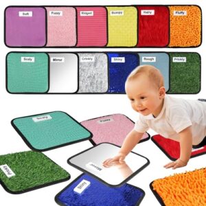 MOTGOM 12 Labeled Sensory Mats - Textured Sensory Tiles