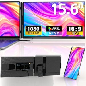 Laptop Screen Extender - 15.6" Full Screen Without Bezel Design Laptop Monitor Extender Detachable 85% NTSC 1080P IPS Dual Screen Portable Monitor