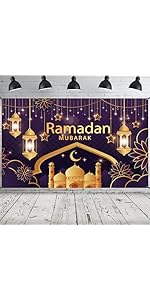 Ramadan Mubarak Banner 2025, Extra Large Fabric Eid Kareem Backdrop for Decorations, 72 x 44 Inch...