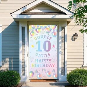 10th Birthday Decorations Door Banners - Colorful Double Digits Backdrop Banner