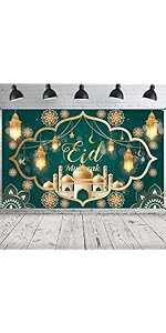Eid Mubarak Banner 2025, Extra Large Fabric Ramadan Kareem Backdrop for Decorations, 72 x 44 Inch...