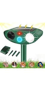 Joomouney Cat Repellent Garden, Ultrasonic Cat Deterrent for Garden Solar Animal Scarer Ultrasoni...