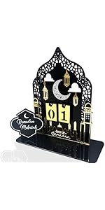 Ramadan Mubarak Advent Calendar, Acrylic Eid Kareem Countdown for Home Office Table Decorations, ...