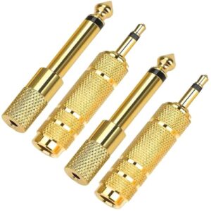 4-Pack Gold-Plated 3.5mm-to-6.35mm Audio Jack Adapter - Stereo Headphone Jack Adapter - 6.35mm-to-3.5mm Adapter for DJ