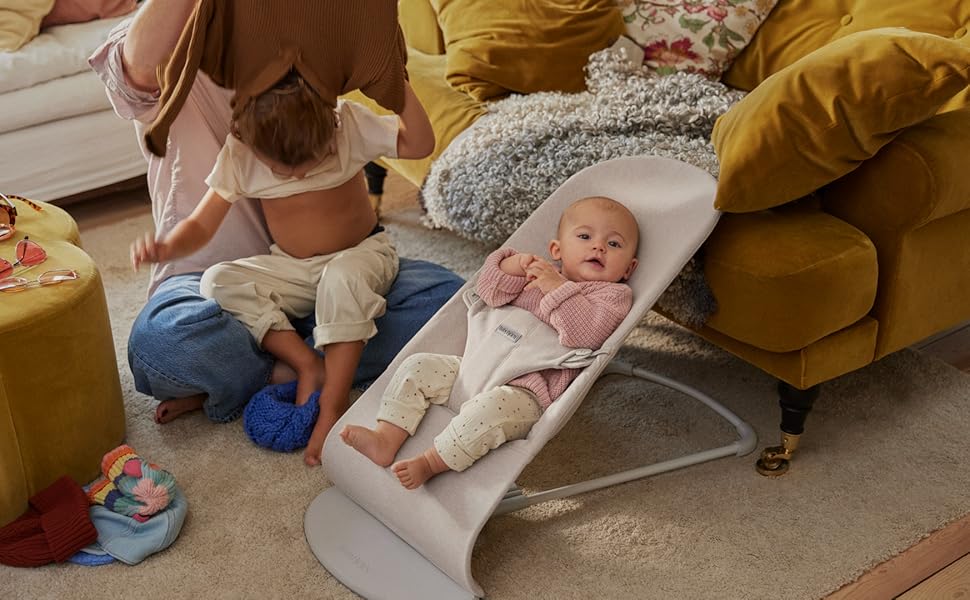 BabyBjörn Bouncer Bliss, Woven mélange, Light beige