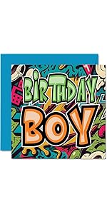 Fun Birthday Cards for Men Boys Him - Steet Art Graffiti Boy - Happy Birthday Card for Dad Brothe...
