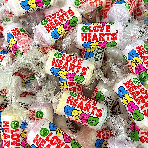 50 Mini Love Heart Sweets Valentines Sweets Wedding Heart Sweet Rolls Sweet Treat Gifting Co.