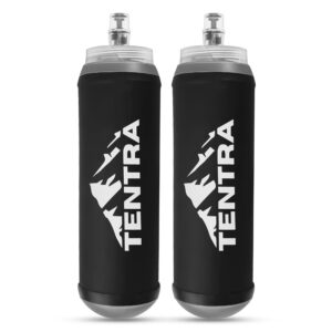 TENTRA 2x Soft Flask 500ml | Running Water Bottle | Collapsible Water Bottles | Portable Water Bottle Running | Leakproof | Trail Running Hydration Flask | Soft Water Bottle for Marathon