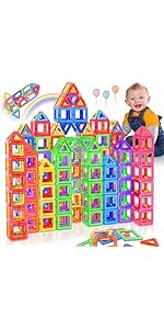 Lovchil Magnetic Building Blocks, 40pcs Magnetic Building Blocks Set, Magnetic Tiles for 3 4 5 6 ...