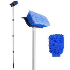 60" Car Wash Brush with Rubber Squeegee Long Handle