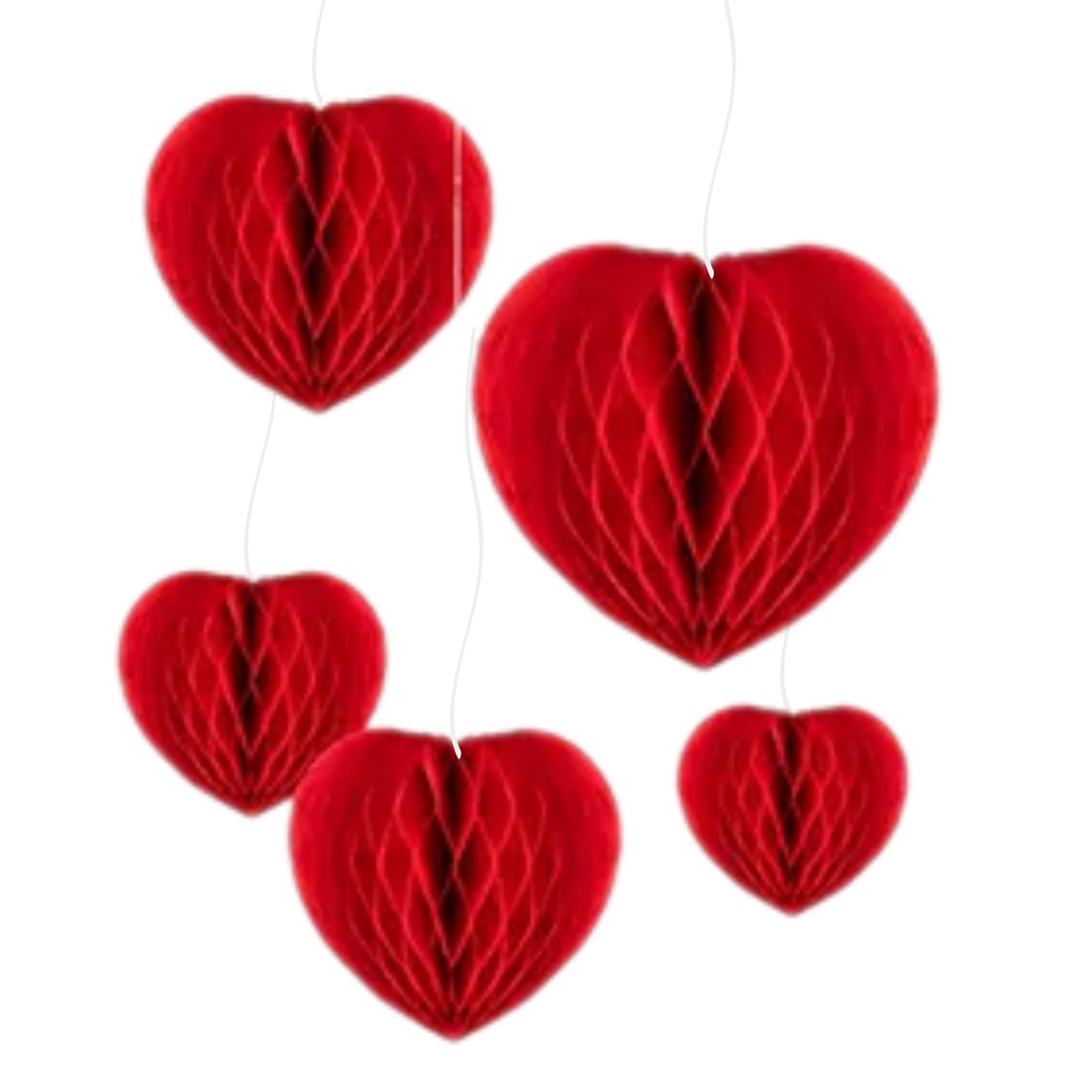 Valentines Decorations Set - Honeycomb Hanging Heart 5 Pcs