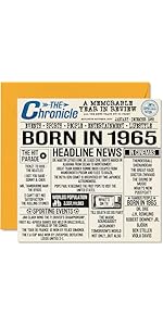 60th Birthday Cards for Men Women - Born In 1965 Newspaper - Happy 60 Birthday Card for Mum Dad U...