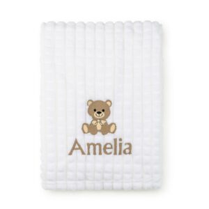 Lobeko Personalised Baby Blanket with Name and Teddy Bear Design
