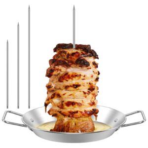 Vertical Meat Skewer Stand Stainless Steel Vertical Kebabs Skewer Grill with 8/10/12 Inch Removable Spikes Enduring Vertical Barbecue Rack with Handle for Roasting Meat Steak Chicken Sausage