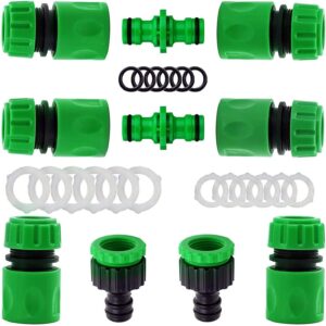 10Pack Garden Pipe Fittings Kit for Outdoor Tap - 2 Double Male & 6 Quick Snap Connectors