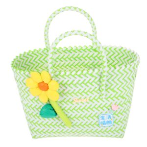 PartyKindom Cute Small Wicker Basket With Handle For Toddler Picnic Handwoven Basket For Craft Tote Organizer Storage Basket For Children Beach Tote Baske