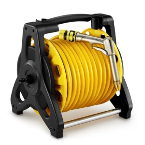 DKIEI Garden Hose Reel with 35M Hosepipe & Adjustable Spray Nozzle Gun