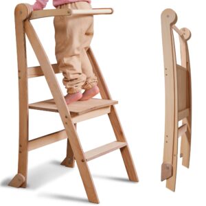 Wooden Montessori Learning Tower Space-Saving: Foldable Learning Tower