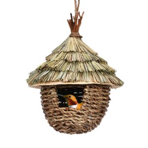 Bird Nest Grass Wicker - Nesting Box Robin For Hanging | Bird House Nesting Box For Cage Or Garden | Nesting Boxes For Birds Tits | Bird Nest | Canaries For Balcony Railing In The Tree Outdoor Garde