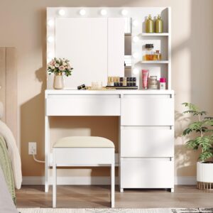 YITAHOME Dressing Table with Mirror and Stool