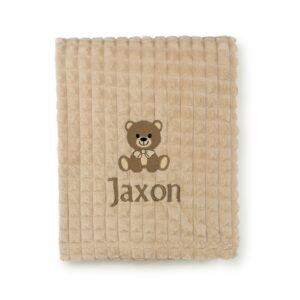 Lobeko Personalised Baby Blanket with Name and Teddy Bear Design