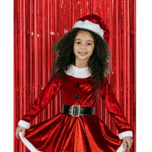 Red Tinsel Foil Curtain Party Backdrop 1m x 2m Shiny Sparkly Streamer Metallic Christmas Xmas Birthday Bridal Baby Wedding Christmas