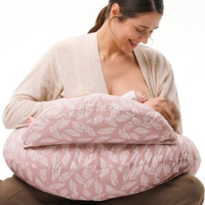 momcozy Nursing Pillow With Breastfeeding - Ergonomic Support & Original Security Fence to Baby' Safety - Making Breastfeeding Easy and Comfort for Mom & Baby - Removable Cotton Cover