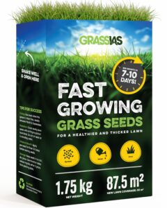 Grassias Fast Growing Grass Seed – 1.75KG Premium Quality Lawn Seed for Overseeding & New Lawns – Hard Wearing & Pet Friendly - Perfect for UK Lawns - Defra Approved