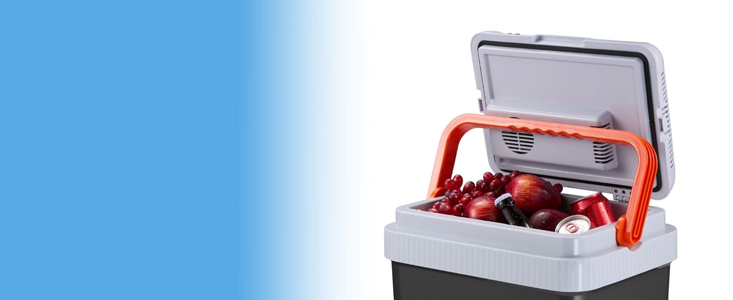 Handle being used to prop open the lid with the catch