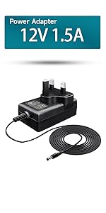 12V 1.5A 18W 1.8M Long Power Supply Adapter, AC DC Switching Adapter (Input 100-240V, Output 12Vo...